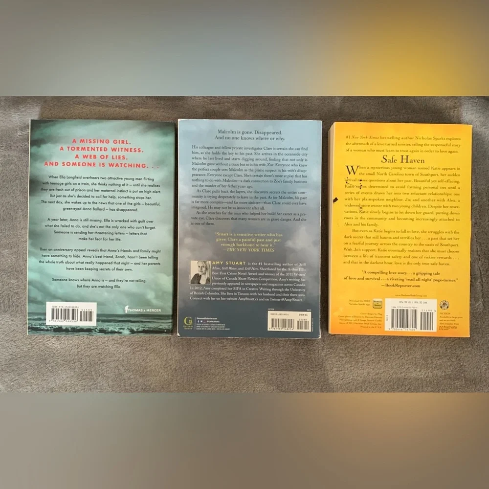 Set of 3 books by great authors Nicholas Sparks, Amy Stuart and Teresa Driscoll